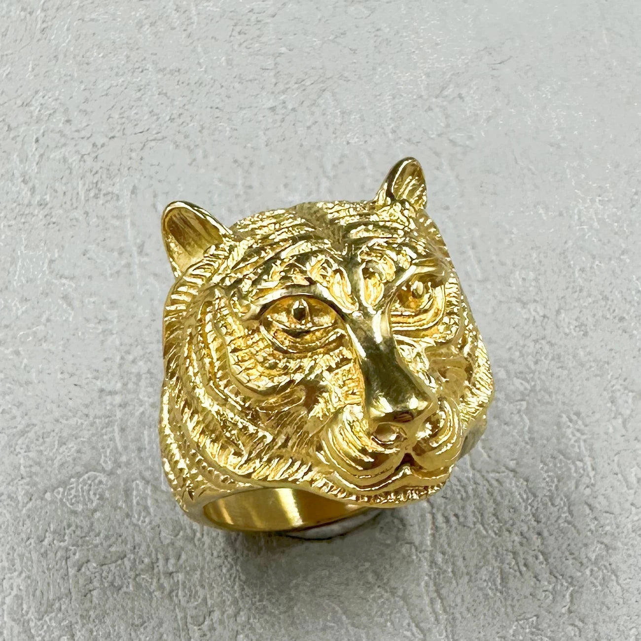 Tiger Head Stainless Steel Gold color Ring