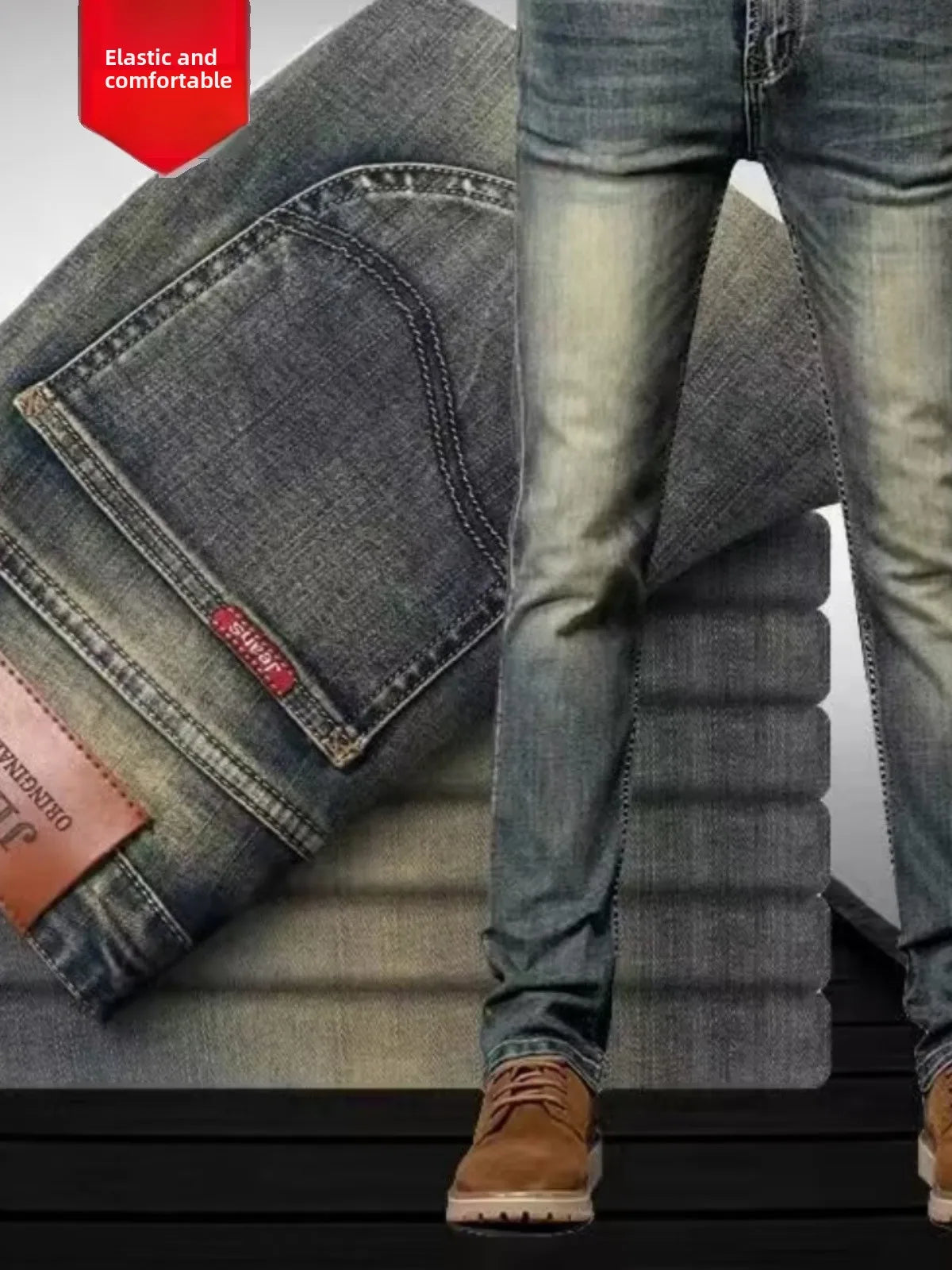 High-End Retro Stretch Denim Jeans