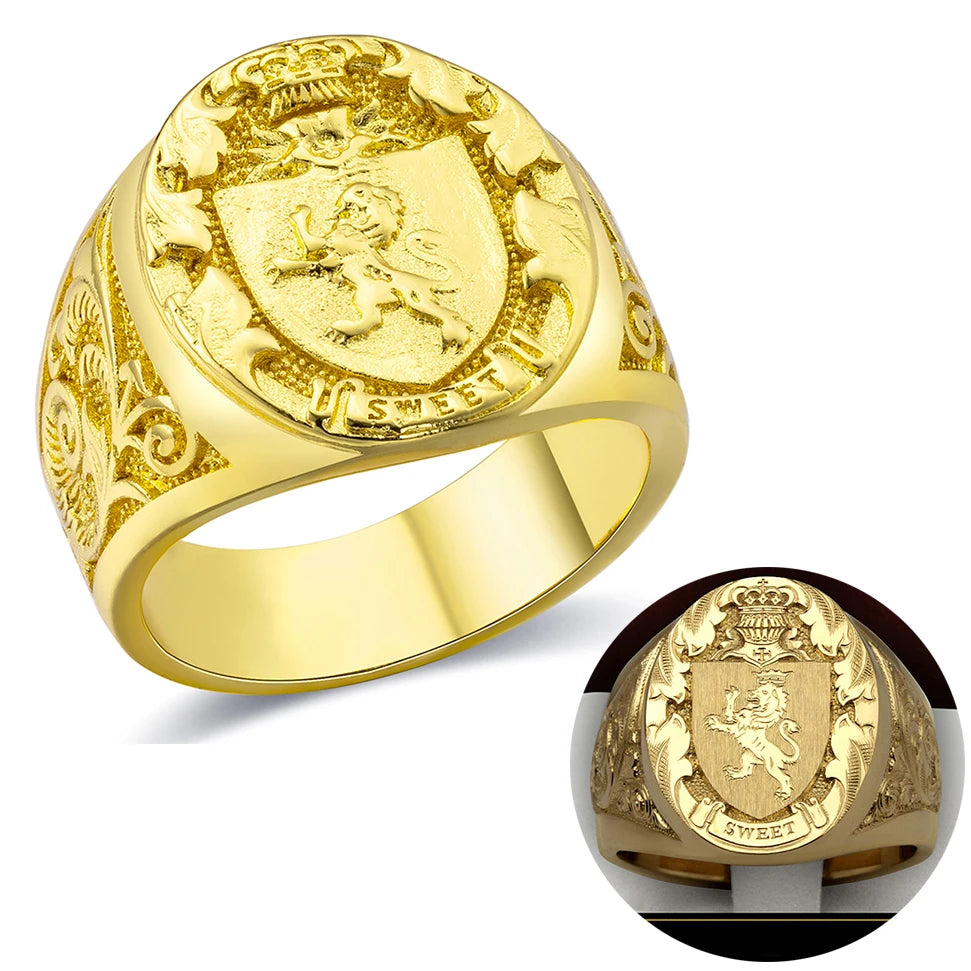 18K Gold Plated Virgin Mary Handmade Carved Religious Rings
