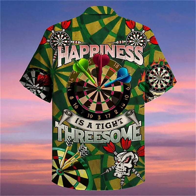 Men's Darts Printed Short Sleeved Shirt