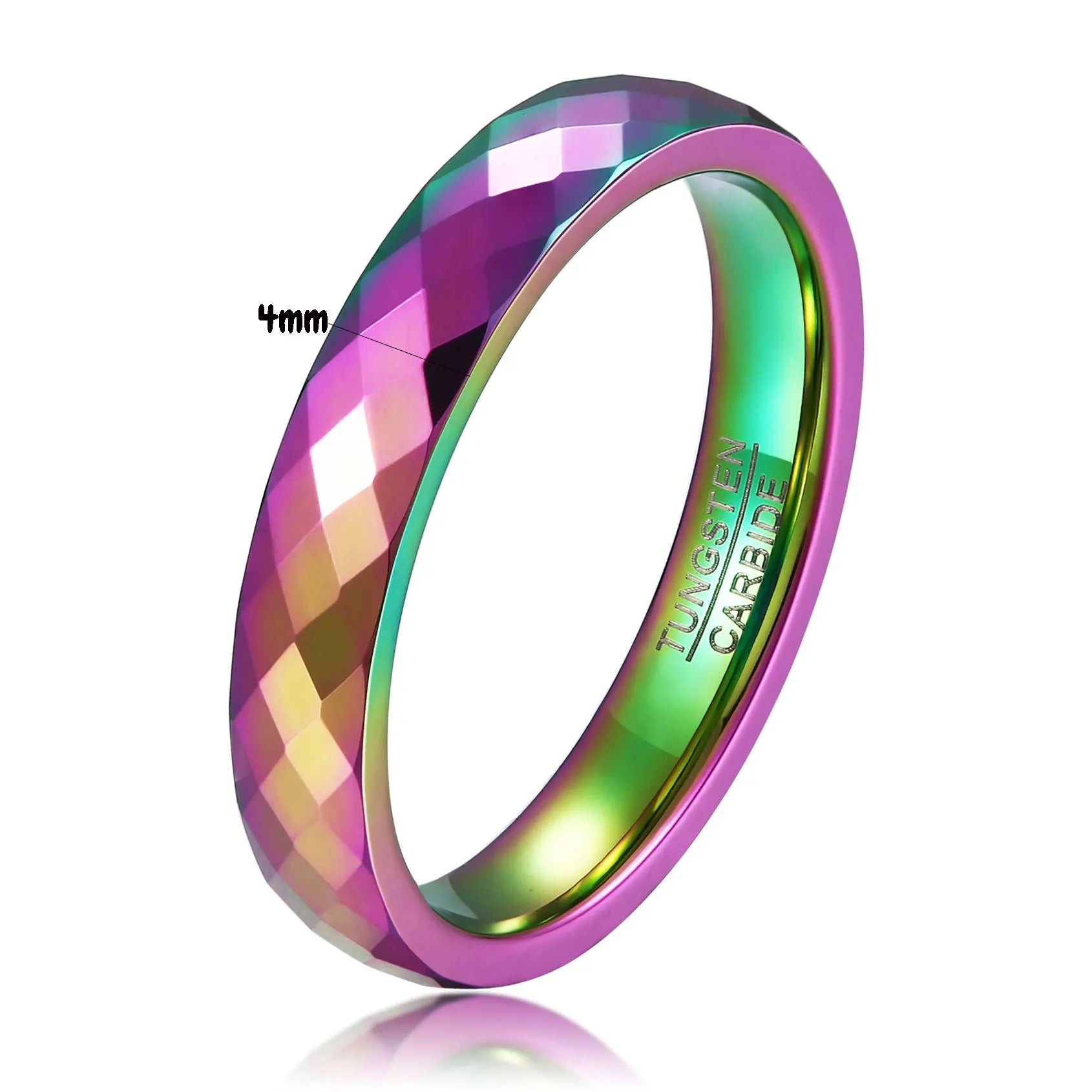 Faceted Edge Dome Polished Tungsten Carbide Wedding Rings