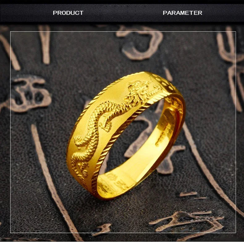 24k Gold Plated Engraving Dragon Ring