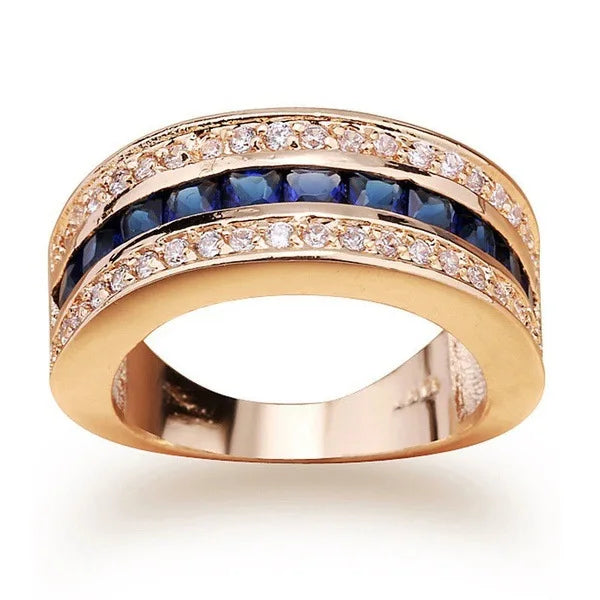 18k Gold Plated Diamond Sapphire Ring