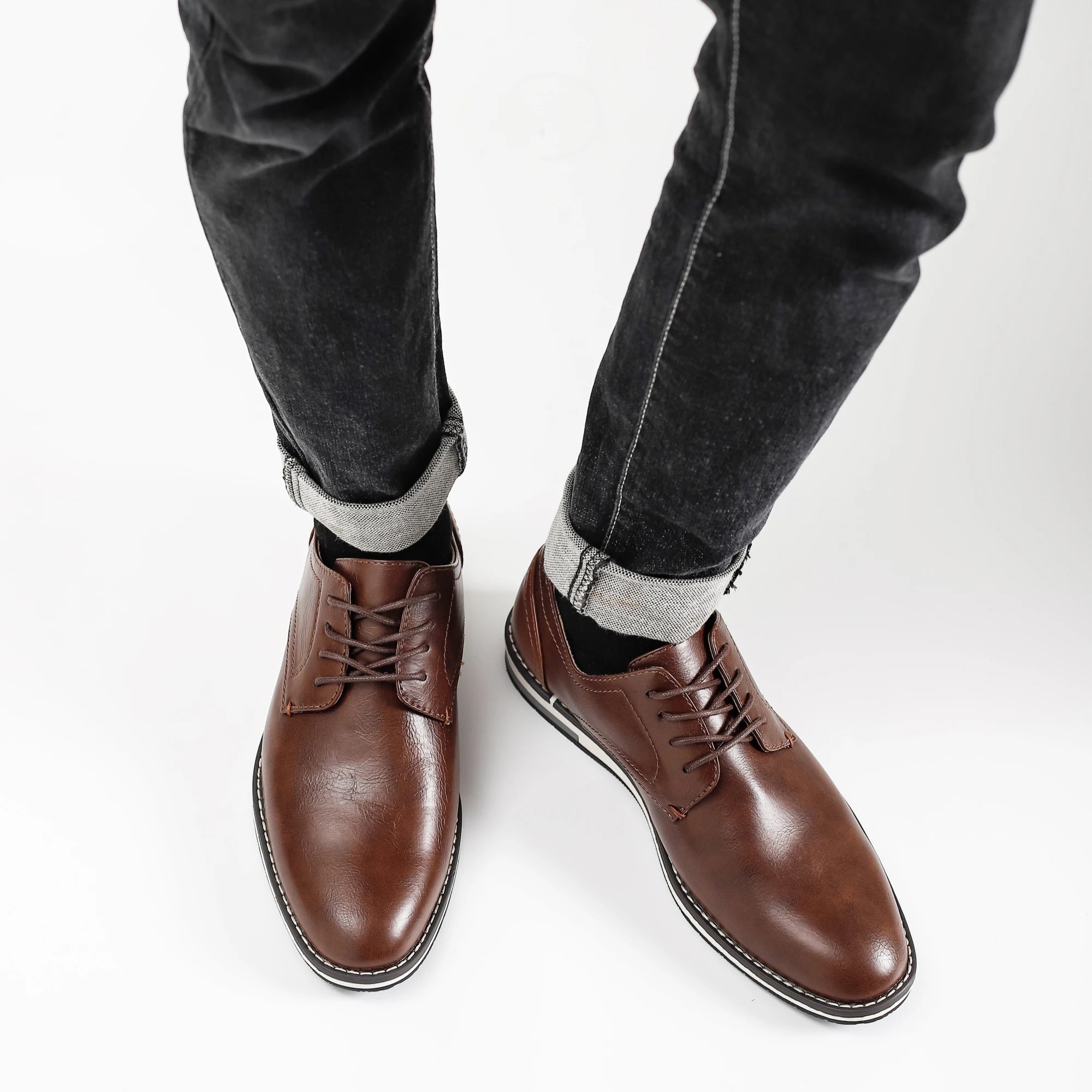 Leather loafer shoes