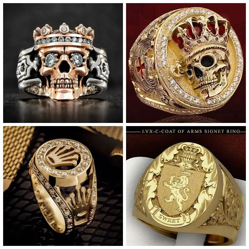 Gold Color Zircon Crown Rings