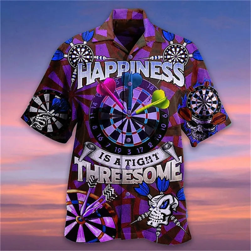 Men's Darts Printed Short Sleeved Shirt