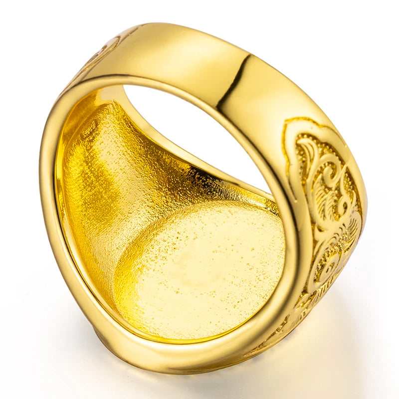 18K Gold Plated Virgin Mary Handmade Carved Religious Rings