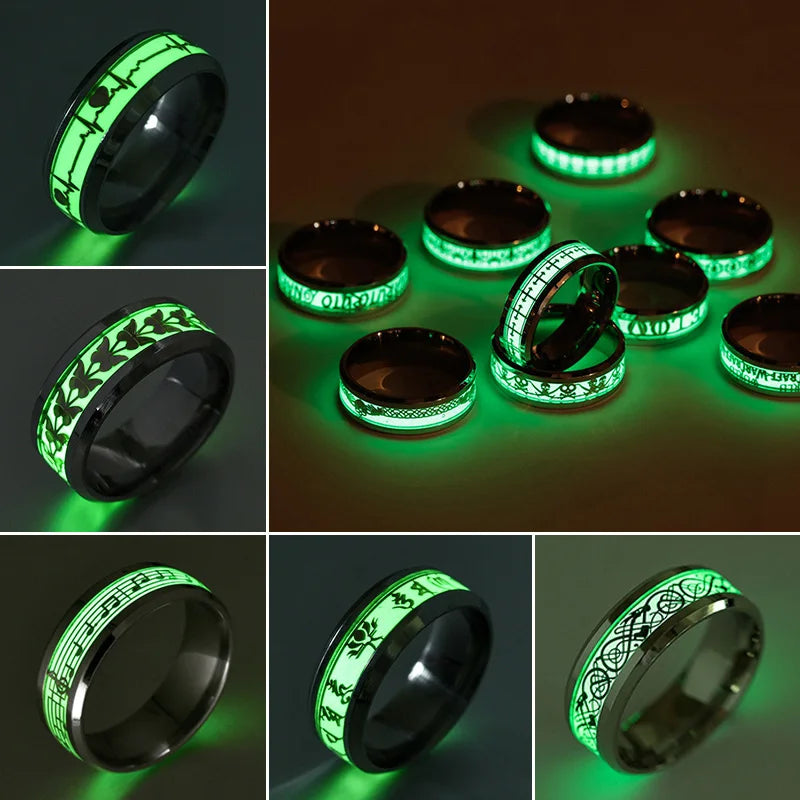 Stainless Steel Glowing In the Dark Rings