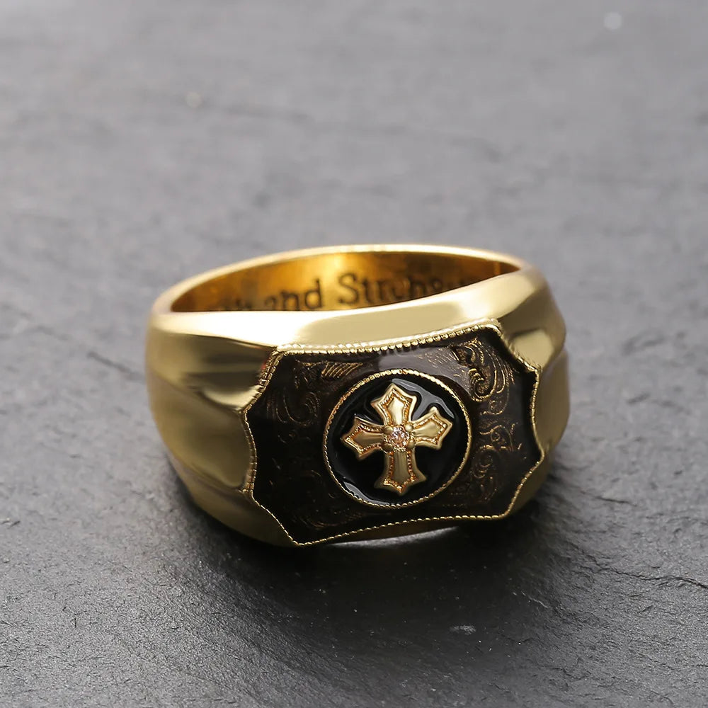 Faith and Strength Gold Color Ring