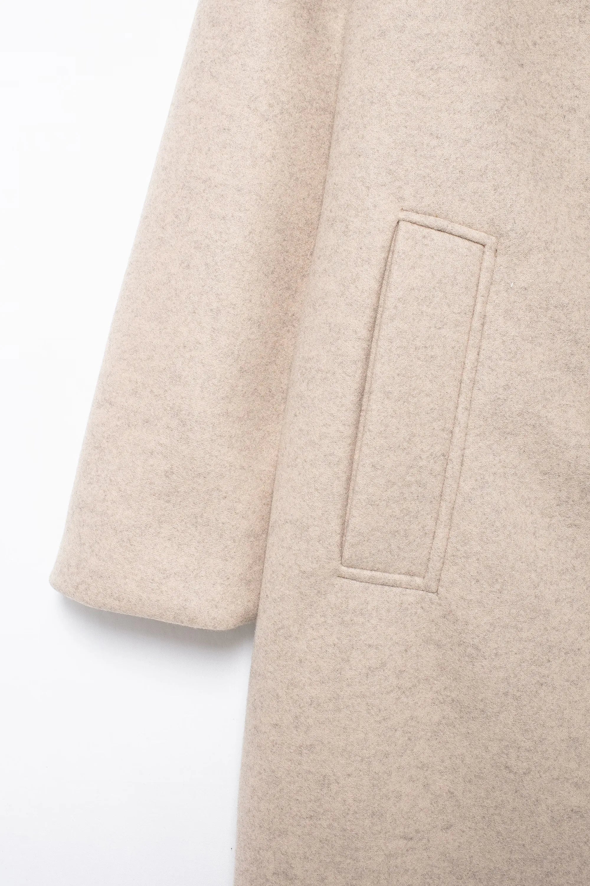 TRAFZA Solid Lapel Double Breasted Coat