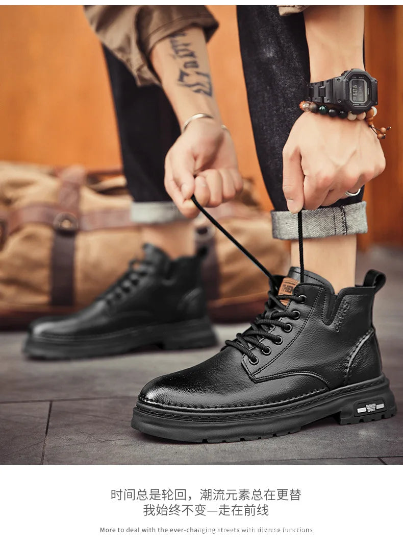 Ankle Boots Retro British High-top Boots