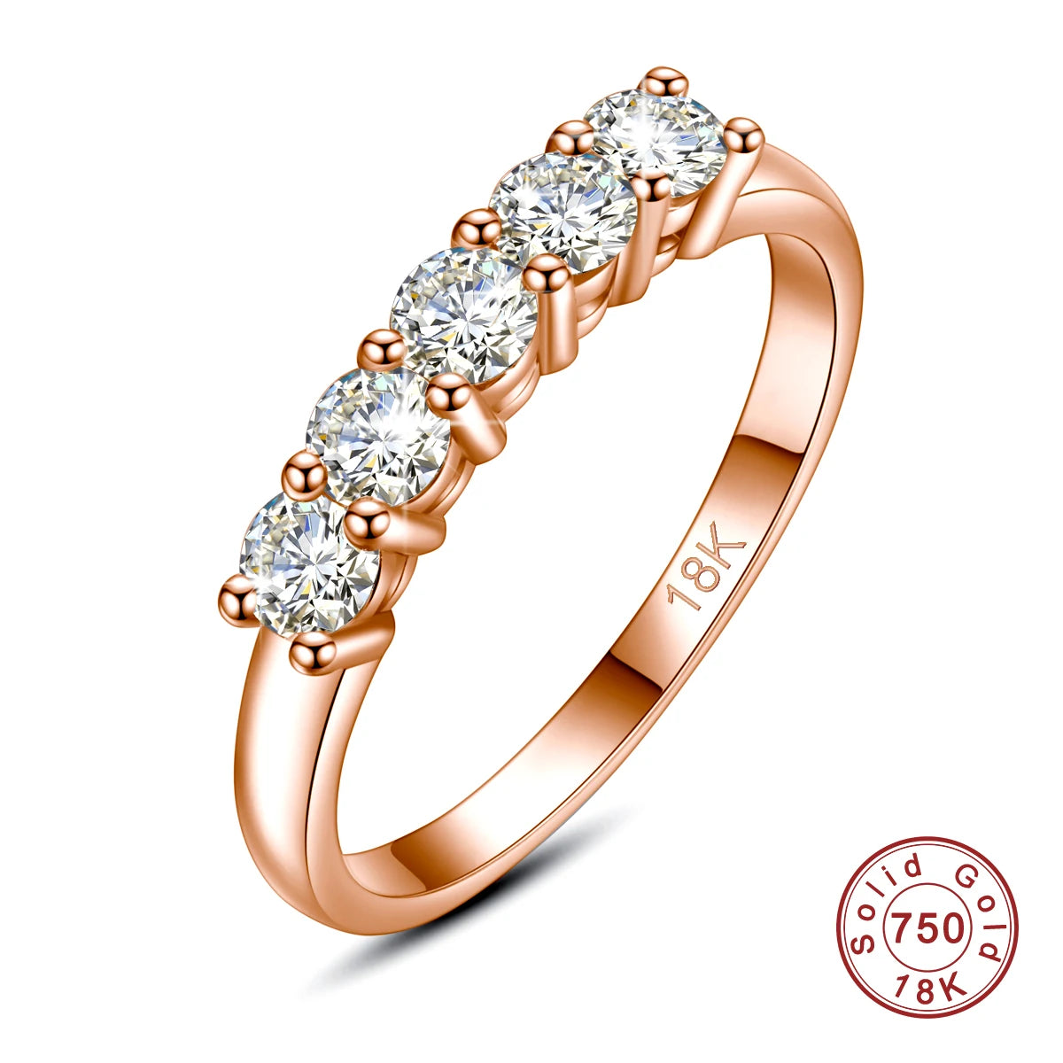 Solid 18K Gold Moissanite Engagement Ring