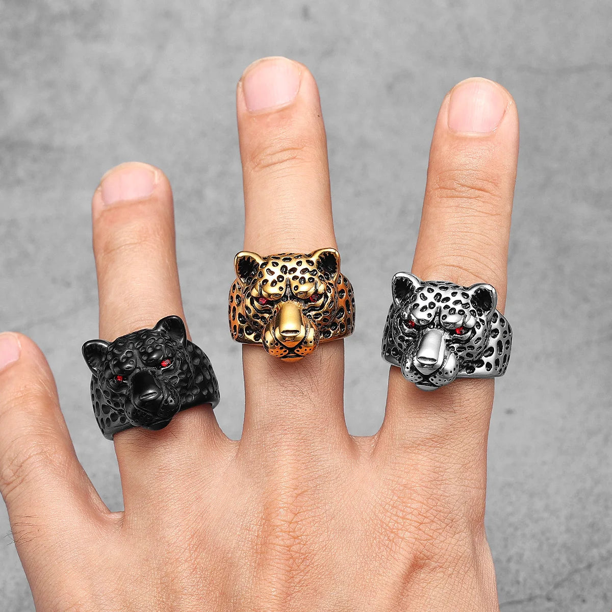 Stainless Steel Jaguar Leopard Animal ring