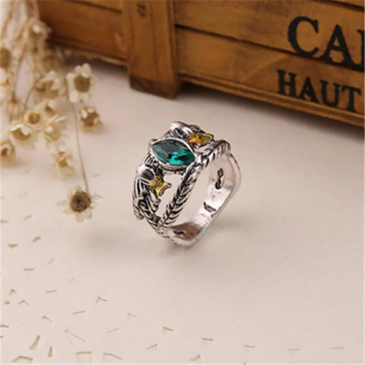 Lord Ring of Barahir Aragorn Gondor Green Crystal Rings