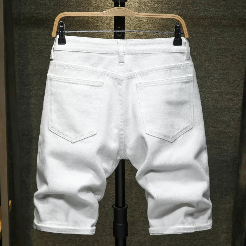 White Ripped Denim Shorts