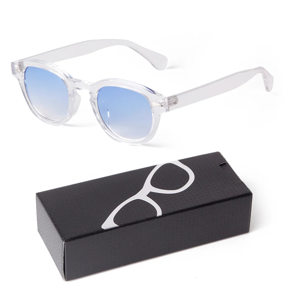 Fashion Gradient Blue Small Round Sunglasses