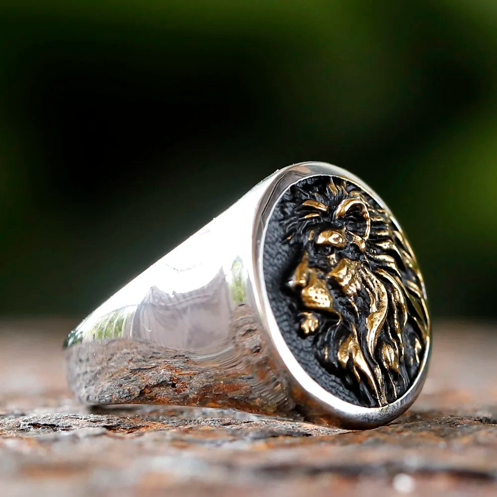 Stainless Steel 3D Lion Head Ring