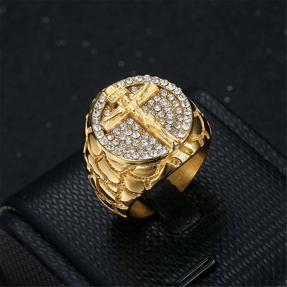 18k Gold Plated Jesus Cross Ring