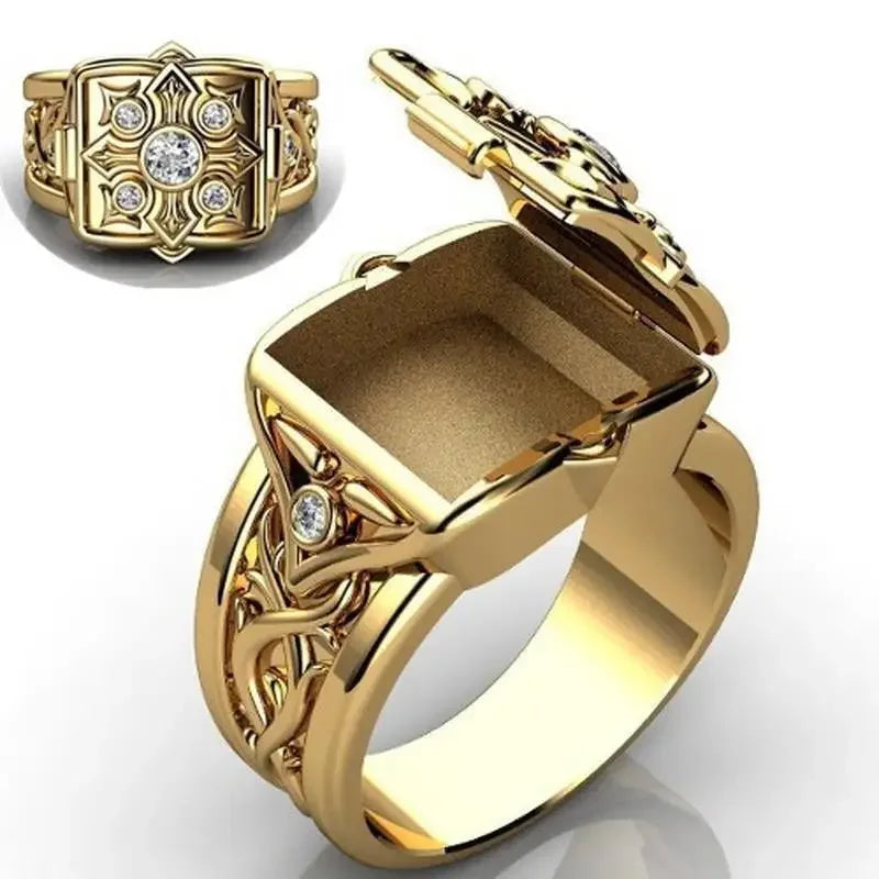 Secret Compartment Carved Micro ring