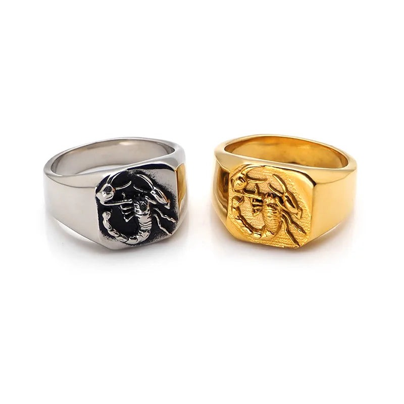 316L Stainless Steel Gold-color Scorpion pattern Ring