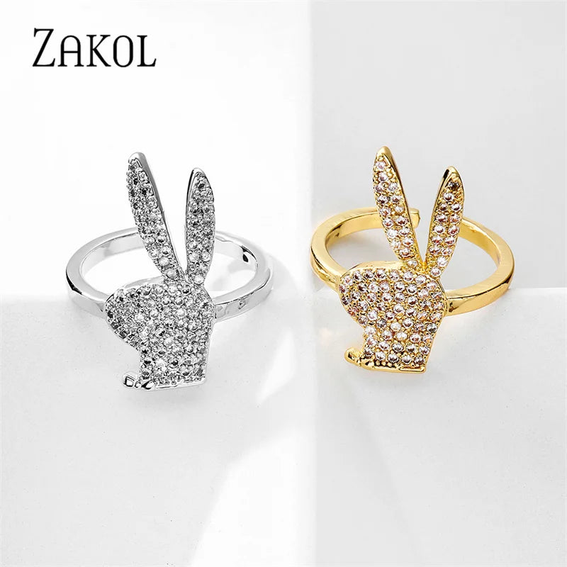 ZAKOL Cute Rabbit Open Rings