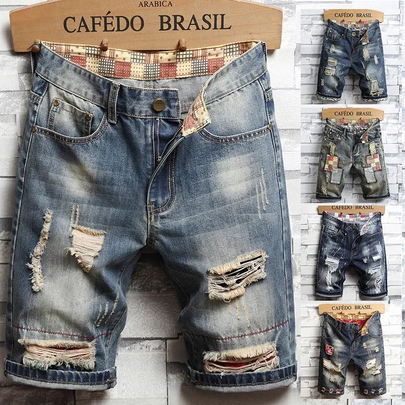 Retro Ripped Denim Shorts