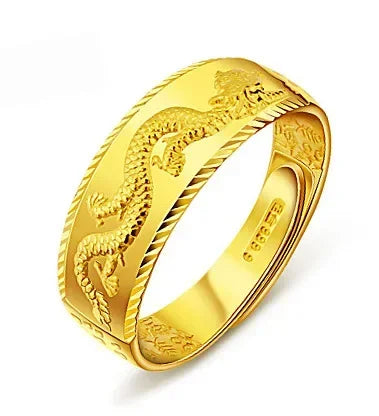 24k Gold Plated Engraving Dragon Ring