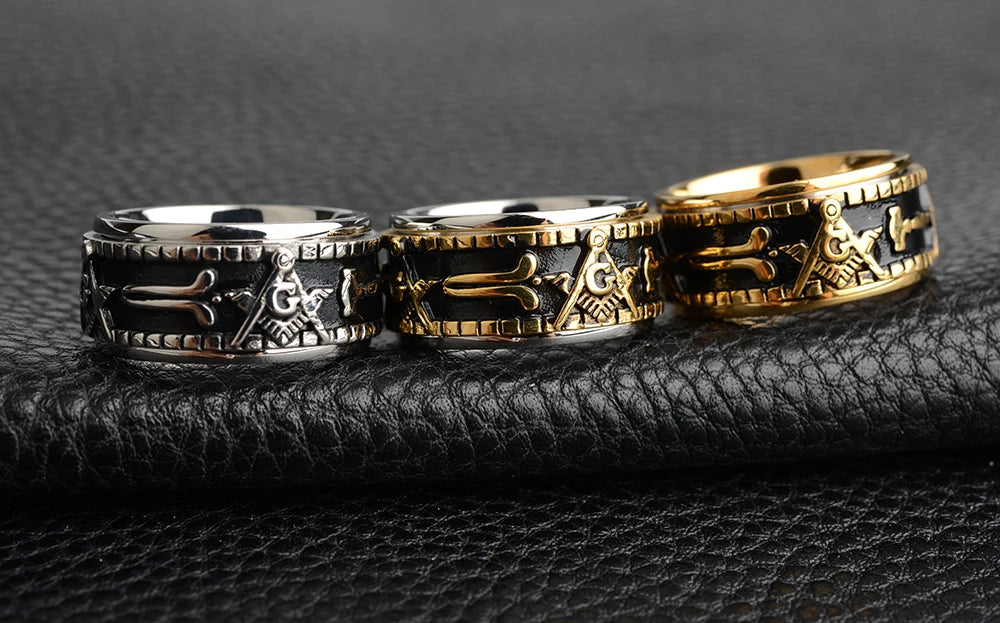 Rotatable Stainless Steel Masonic Rings