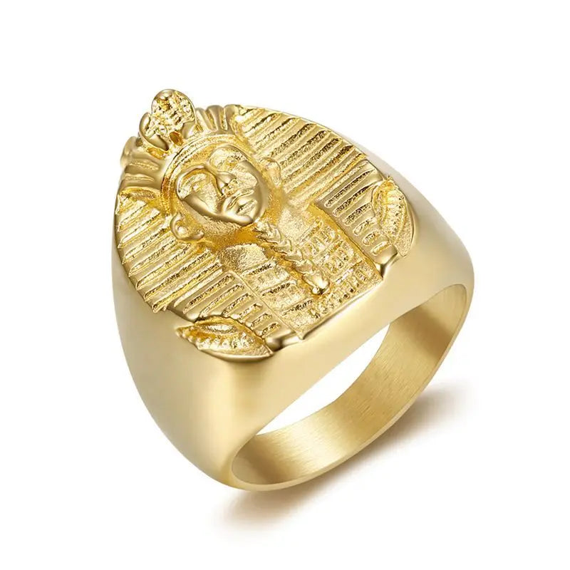316L Stainless Steel Gold Color Big Egyptian Pharaoh Rings