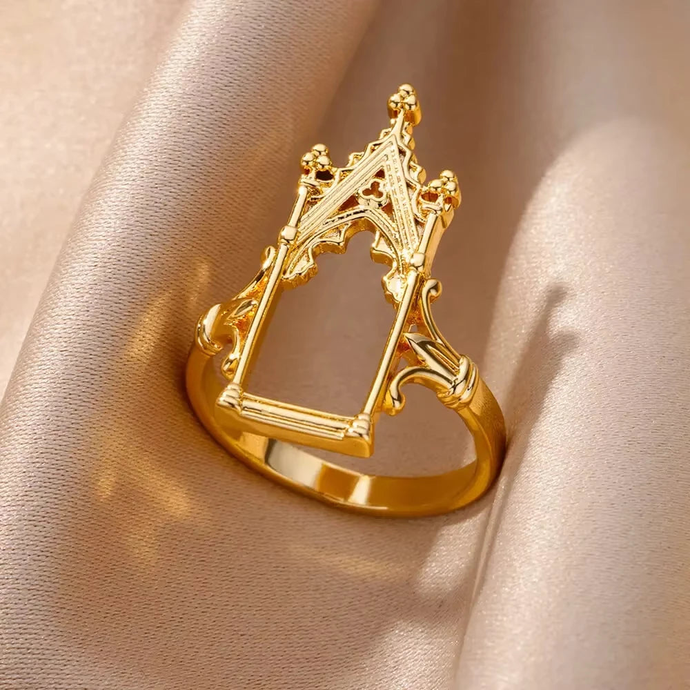 Vintage Ancient Greek Arethusa Goddess Coin Ring - gold plated