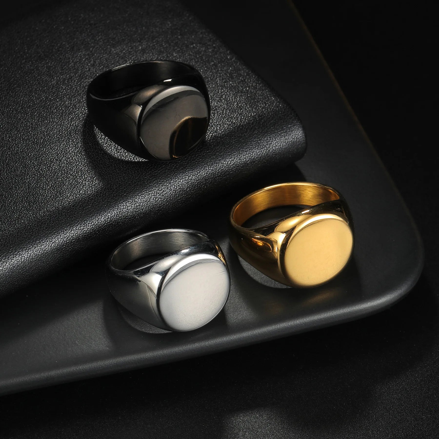 316L Stainless Steel Round Signet Ring