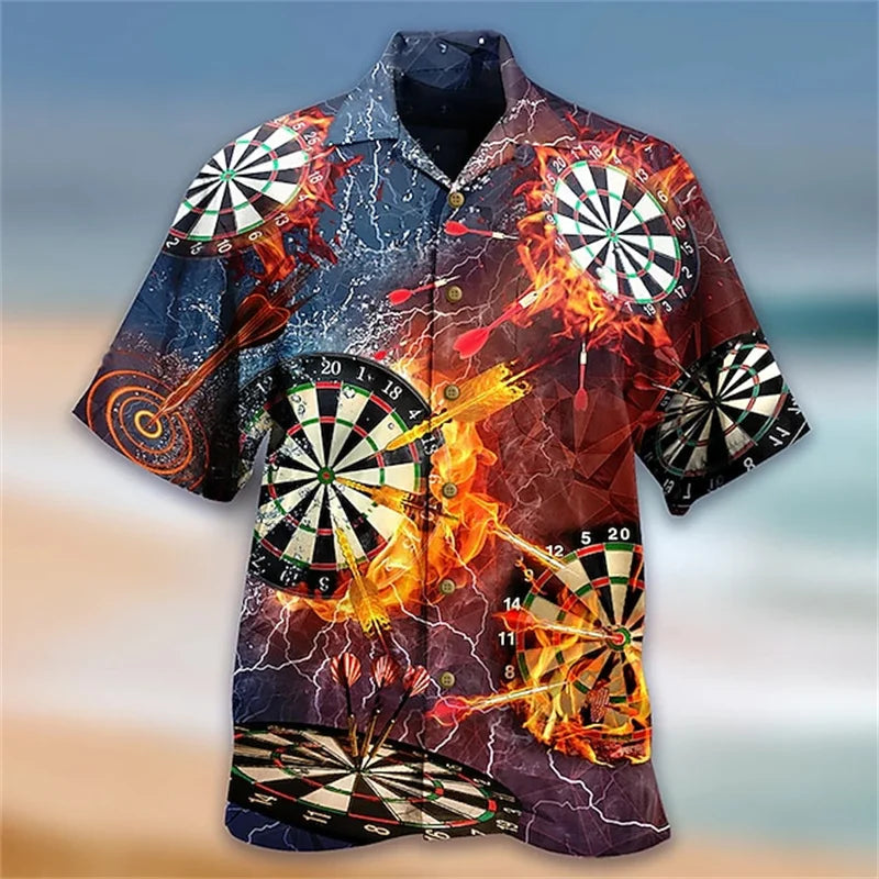 Men's Darts Printed Short Sleeved Shirt
