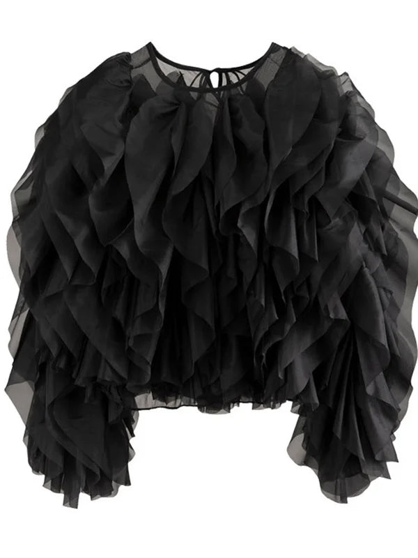 TWOTWINSTYLE Vintage Patchwork Ruffle Shirt