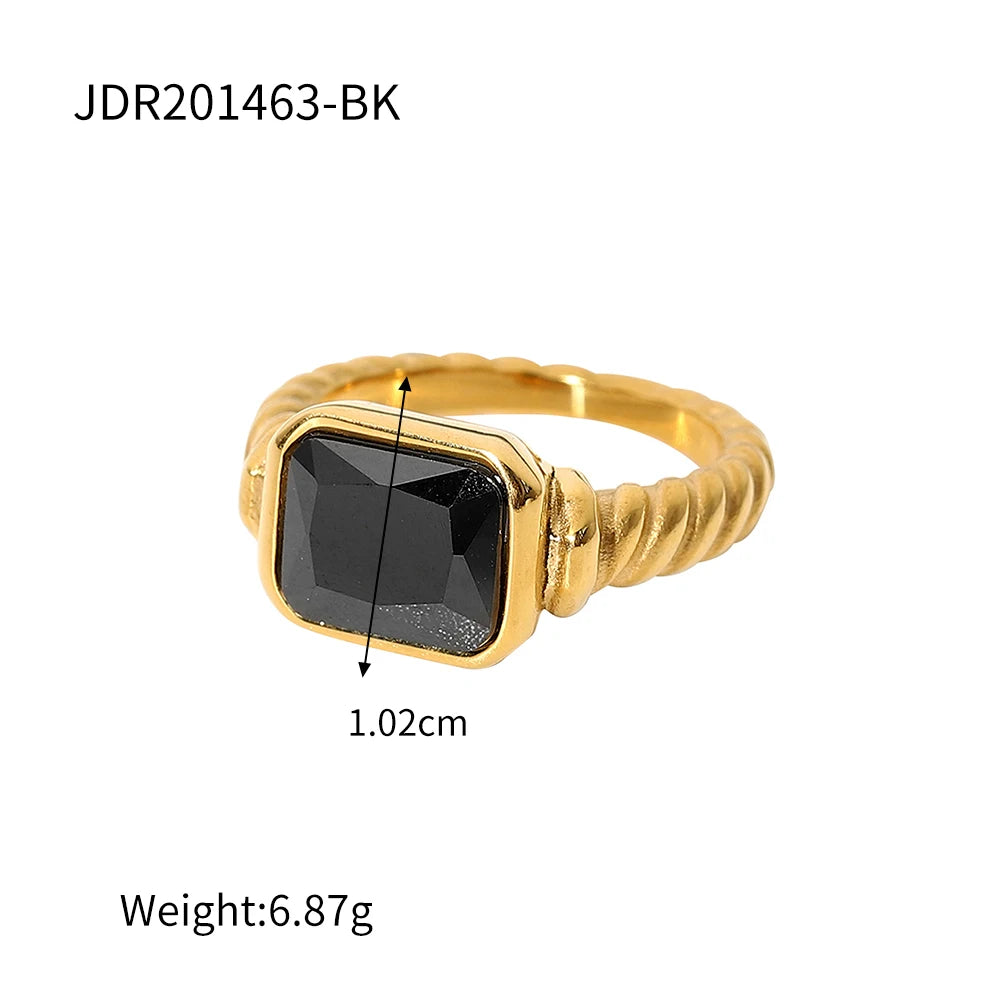 18K Gold Plated Stainless Steel Geometric Ring