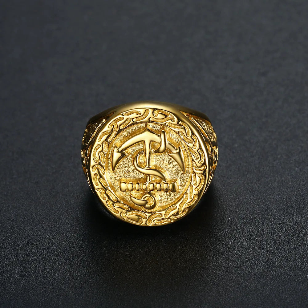 Retro Anchor Navy Marine Ring For Men