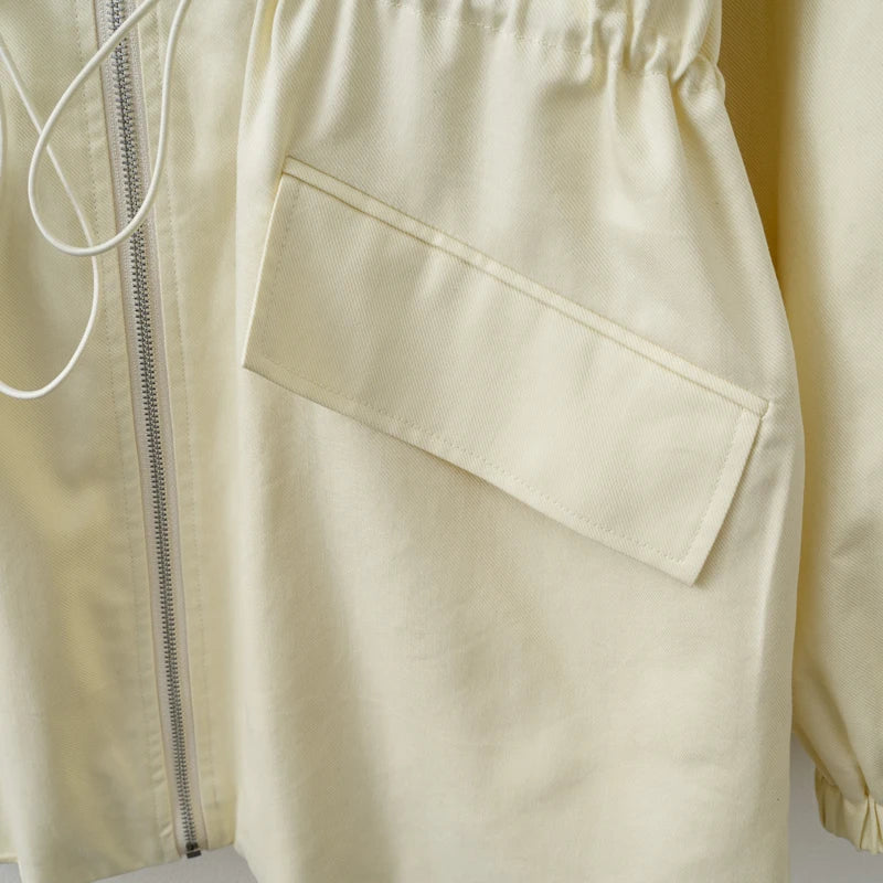 Yellow Adjustable waist Zip Jacket