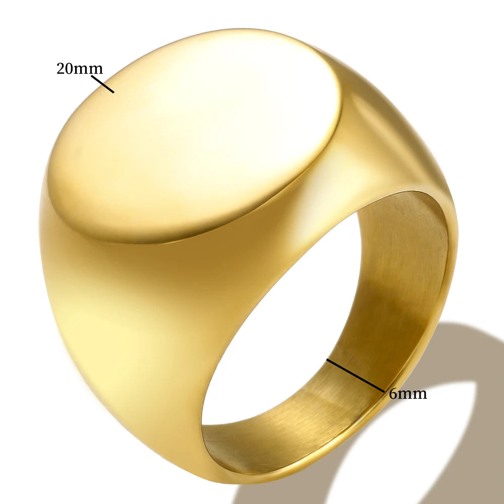 Stainless Steel Gold Plated Blank Signet Ring