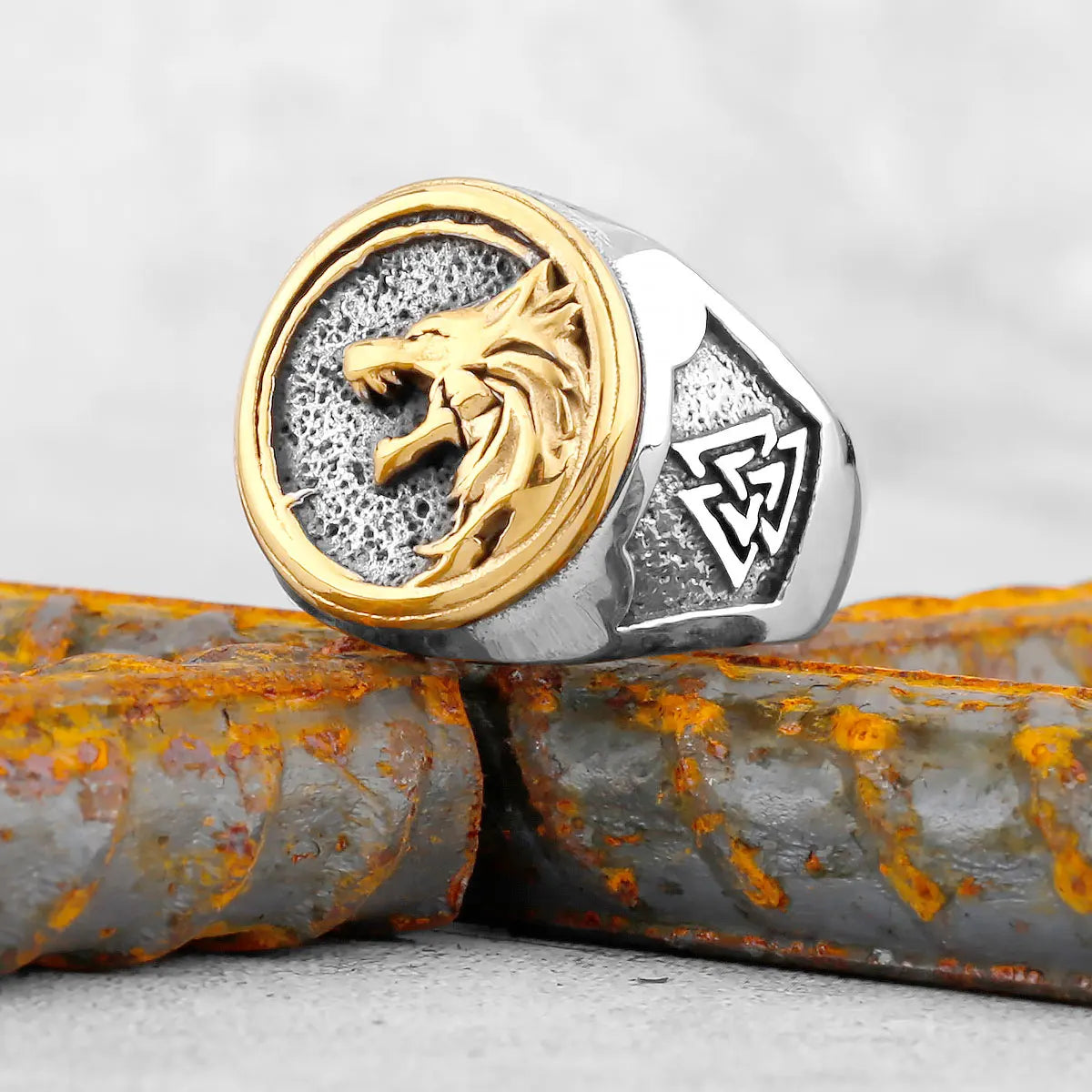 Stainless Steel Viking Wolf Head Ring