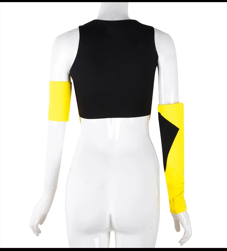 Fluorescent Green/yellow Tops Black Shorts Outfits