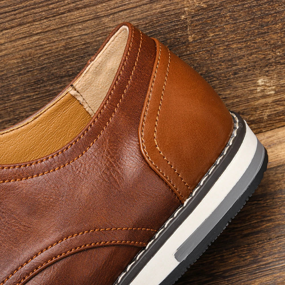 Leather loafer shoes