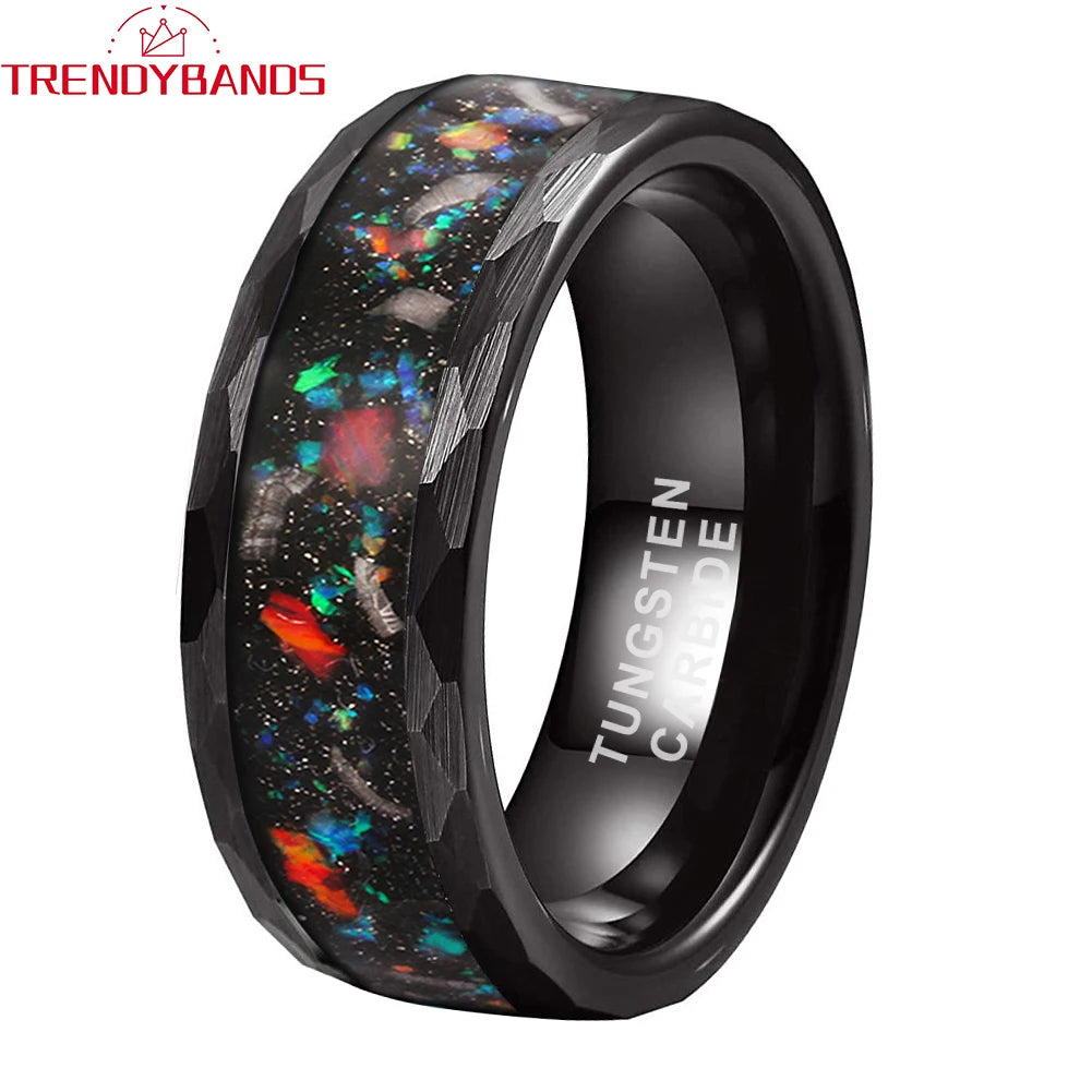 Trendybands Black Hammered Tungsten Ring