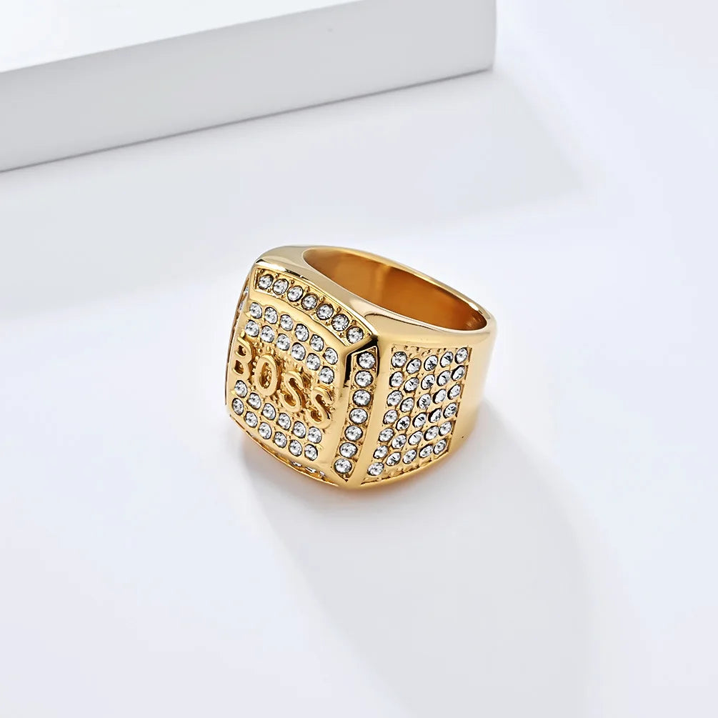 18K Gold Plated /  Stainless Steel "BOSS" Rings