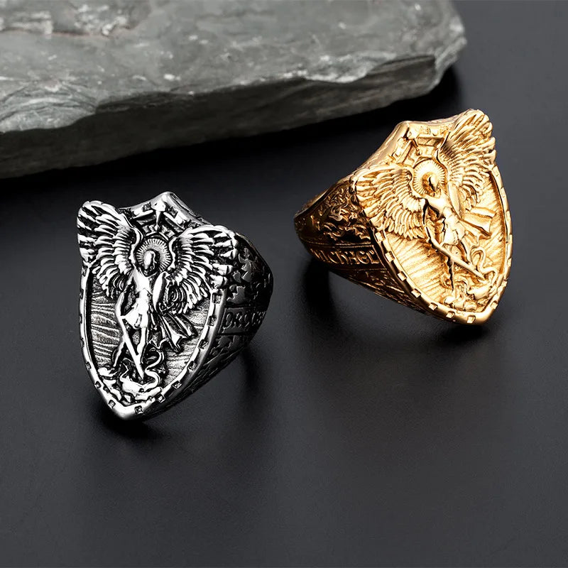 18K Gold Plated / Stainless Steel Archangel Michael Rings