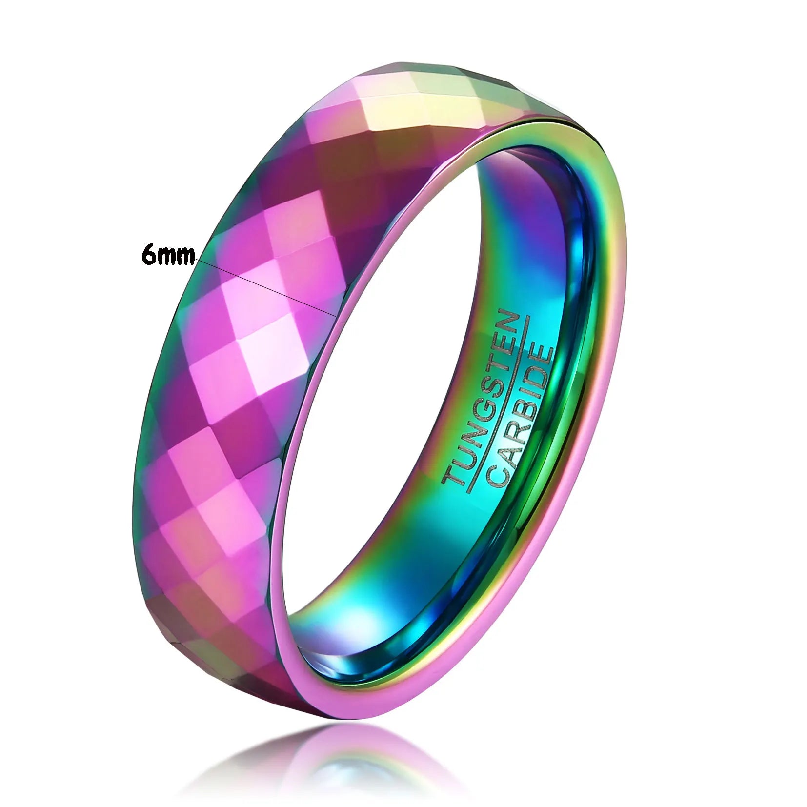 Faceted Edge Dome Polished Tungsten Carbide Wedding Rings