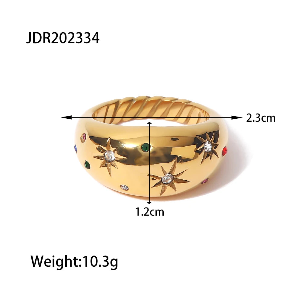 18K Gold Plated Stainless Steel Geometric Ring