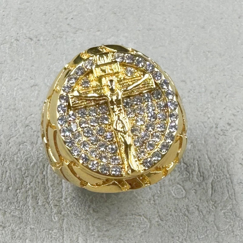 gold color 316L Stainless Steel JESUS Cross Ring