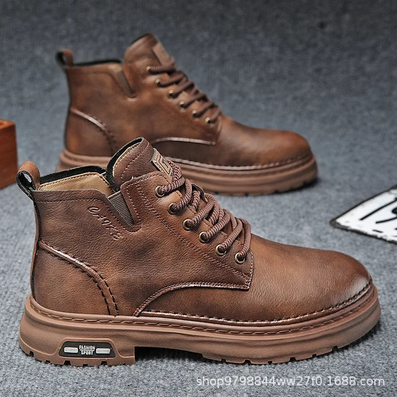 Ankle Boots Retro British High-top Boots