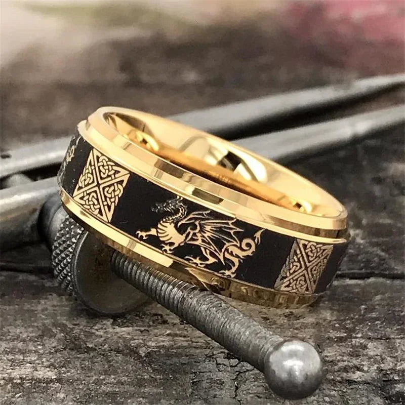 Gold Color Dragon Pattern Ring