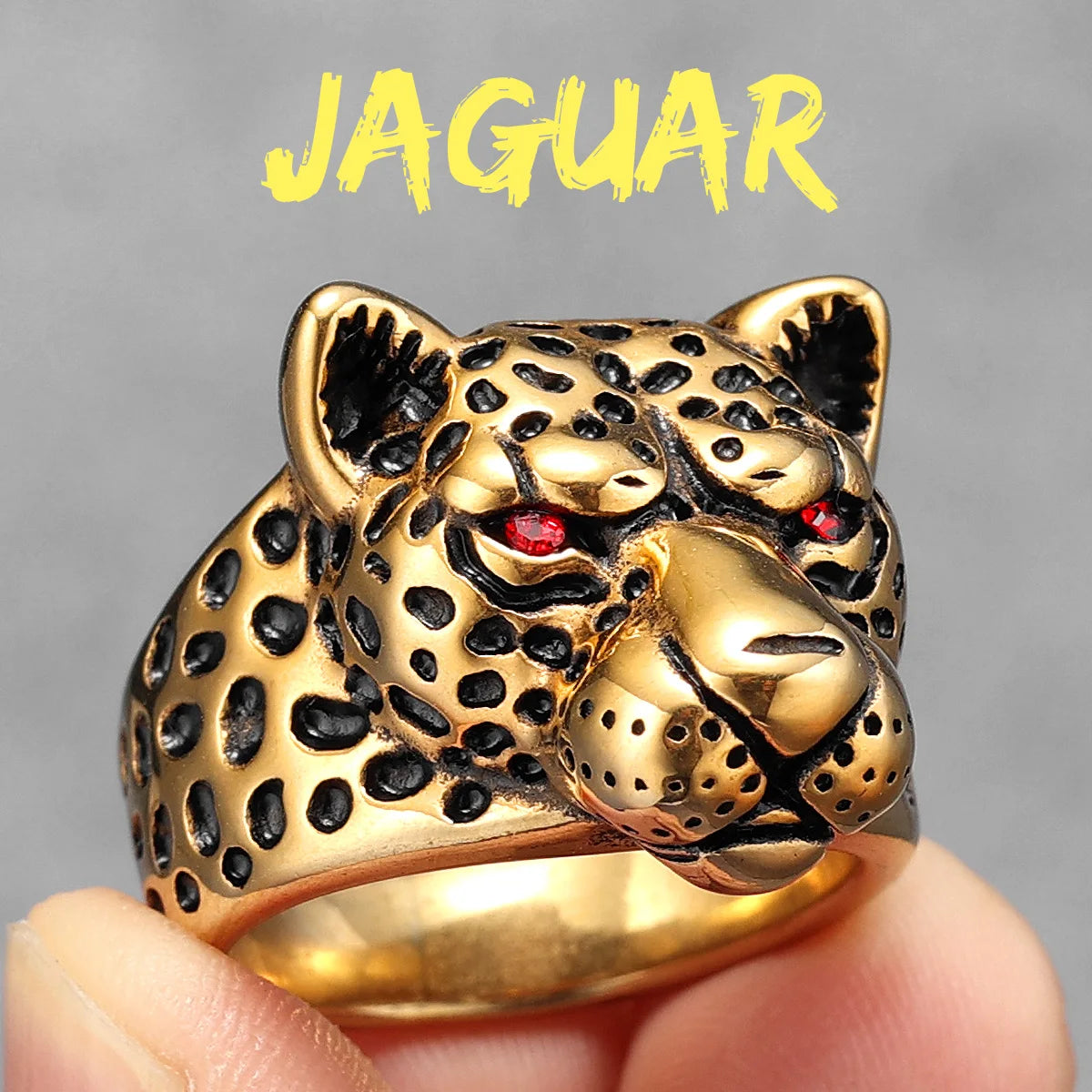 Stainless Steel Jaguar Leopard Animal ring