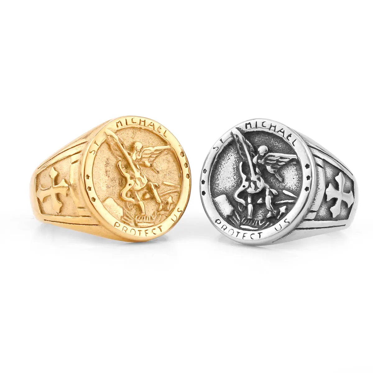 Archangel Religion Amulet Cross Ring
